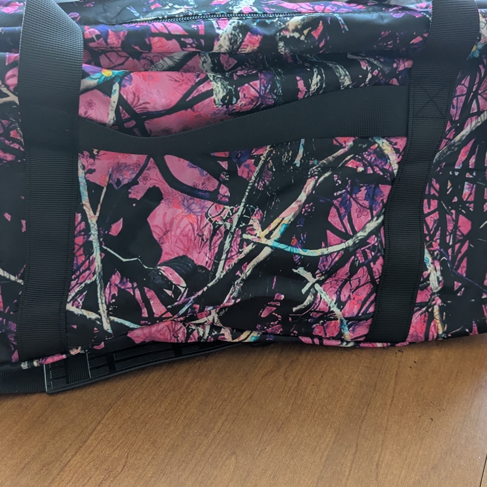 Pink and Black Camouflage Duffel Bag
